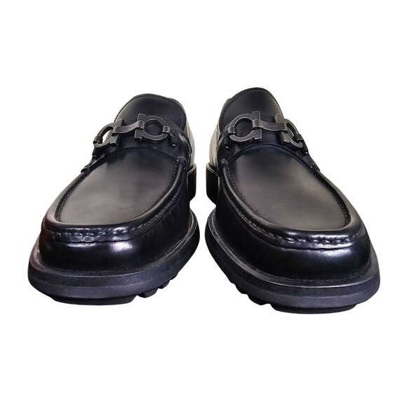 NEW Ferragamo Men David Double Gancini Thick Lug Leather Loafers 6D Quiet Luxury - Picture 7 of 12